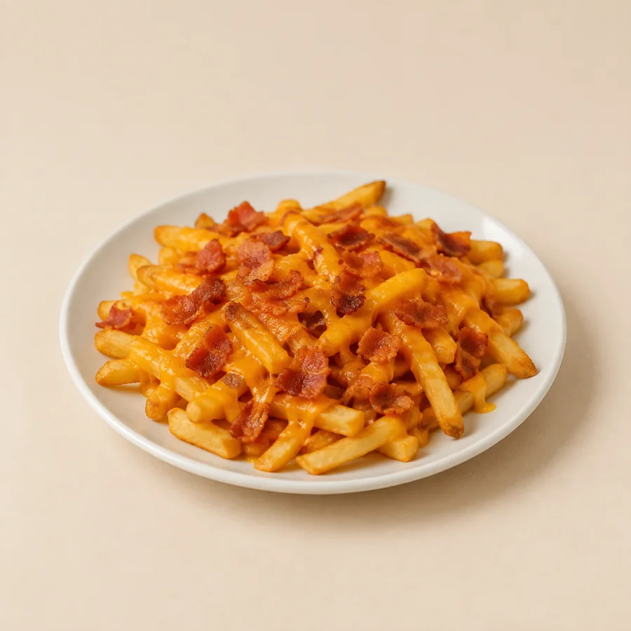 Batata frita 300g com cheddar e bacon